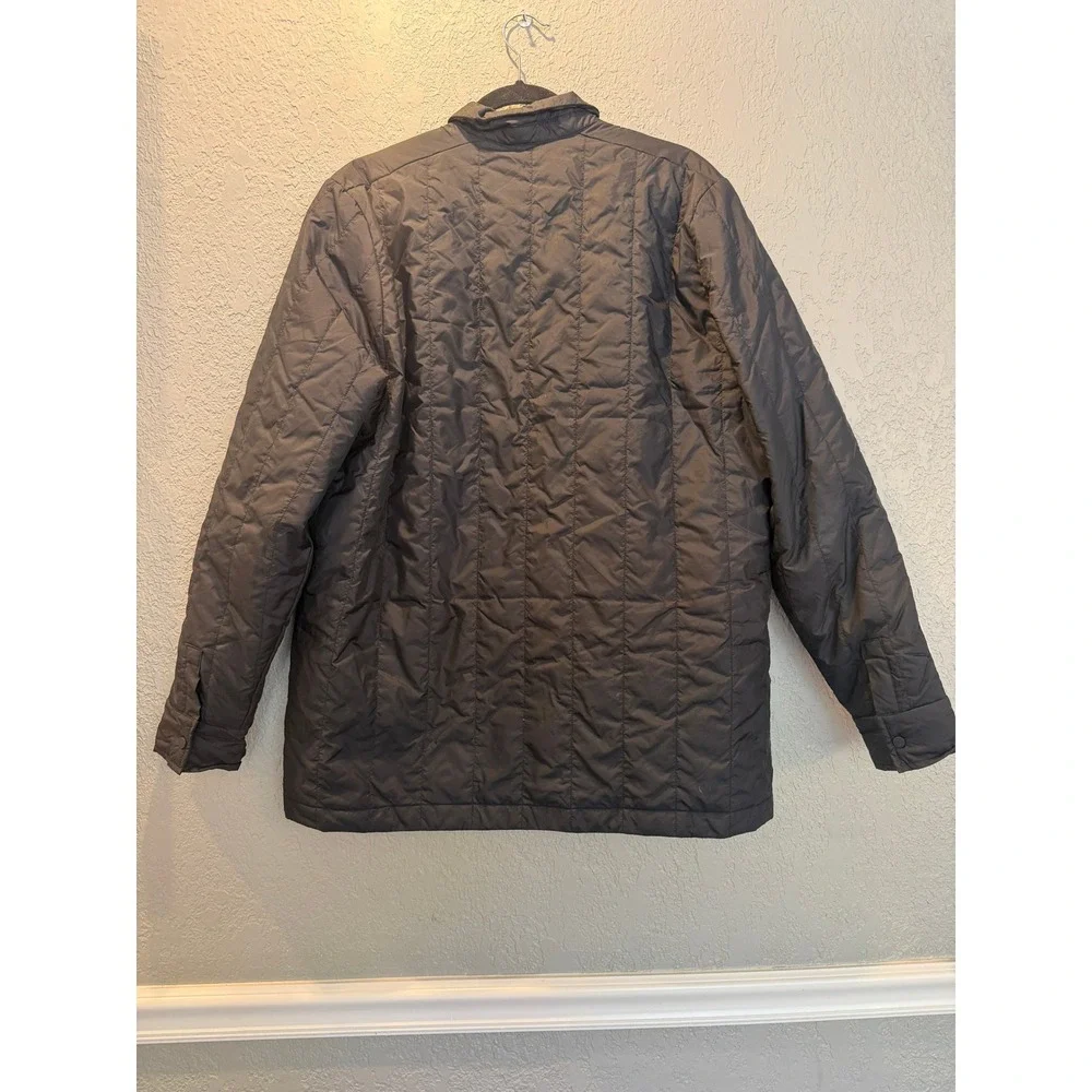 Adidas Primegreen Black Quilted Snap Front Shirt Jacket Mens Large 3-Stripe Logo